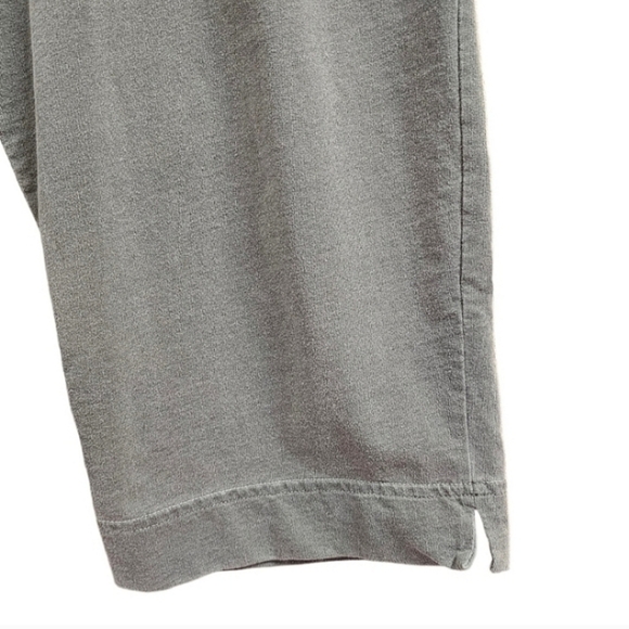 Hot Cotton Green Pull On Cropped Comfort Basic Pants Size Large Minimalist - Picture 9 of 11